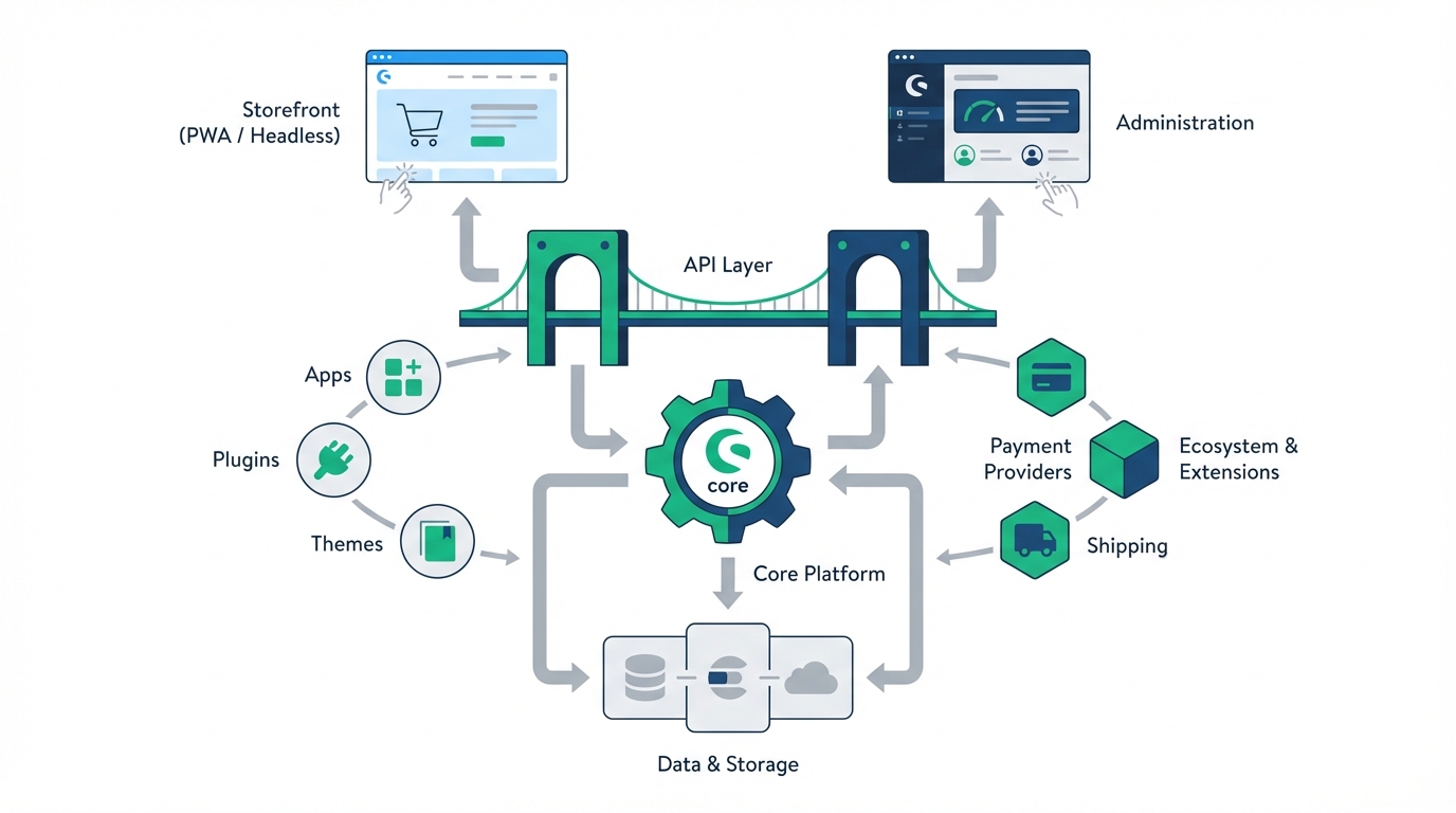 Chart showing Shopware 6 simplified architecture