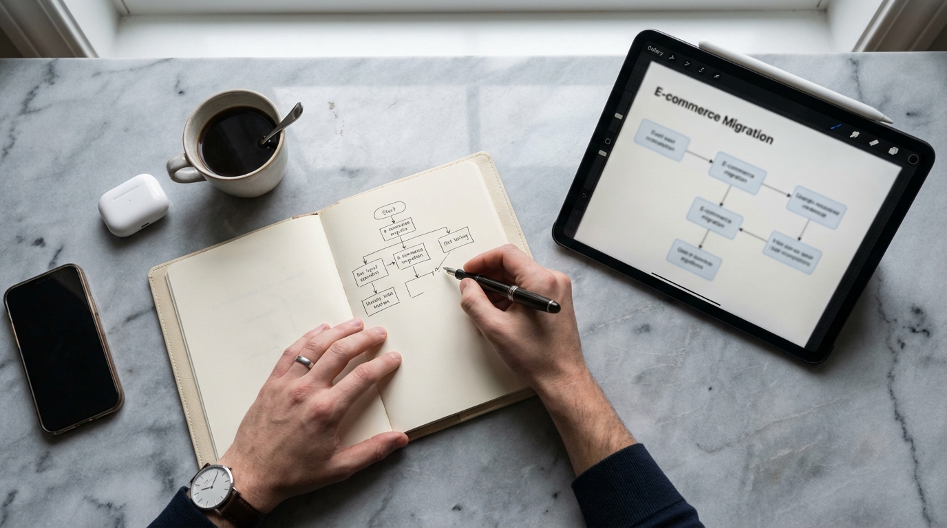 Titelbild für den Blogbeitrag: Shopware Migration ohne Bauchschmerzen: mein pragmatischer Leitfaden aus Projekten