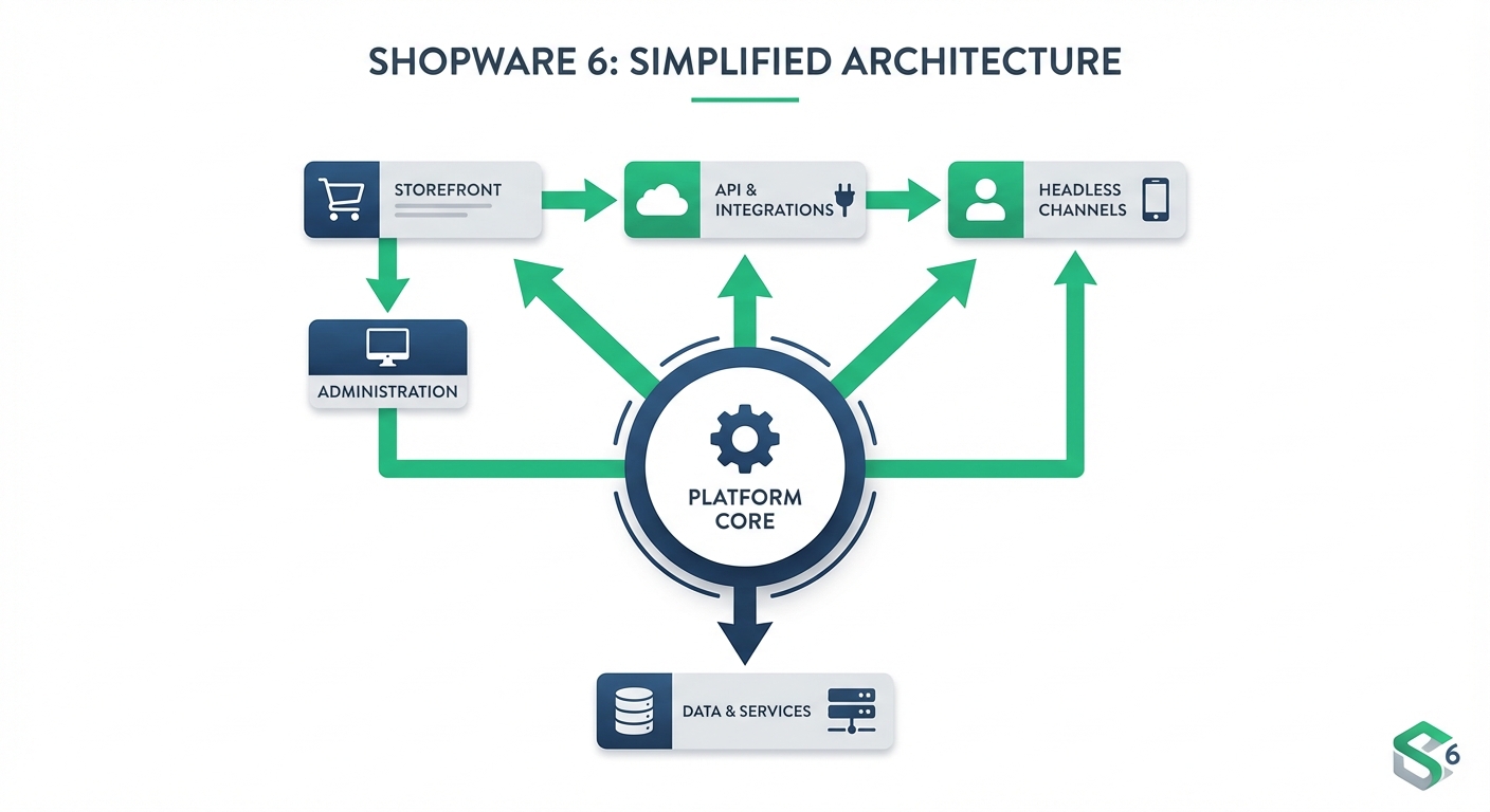 Chart showing Shopware 6 simplified architecture