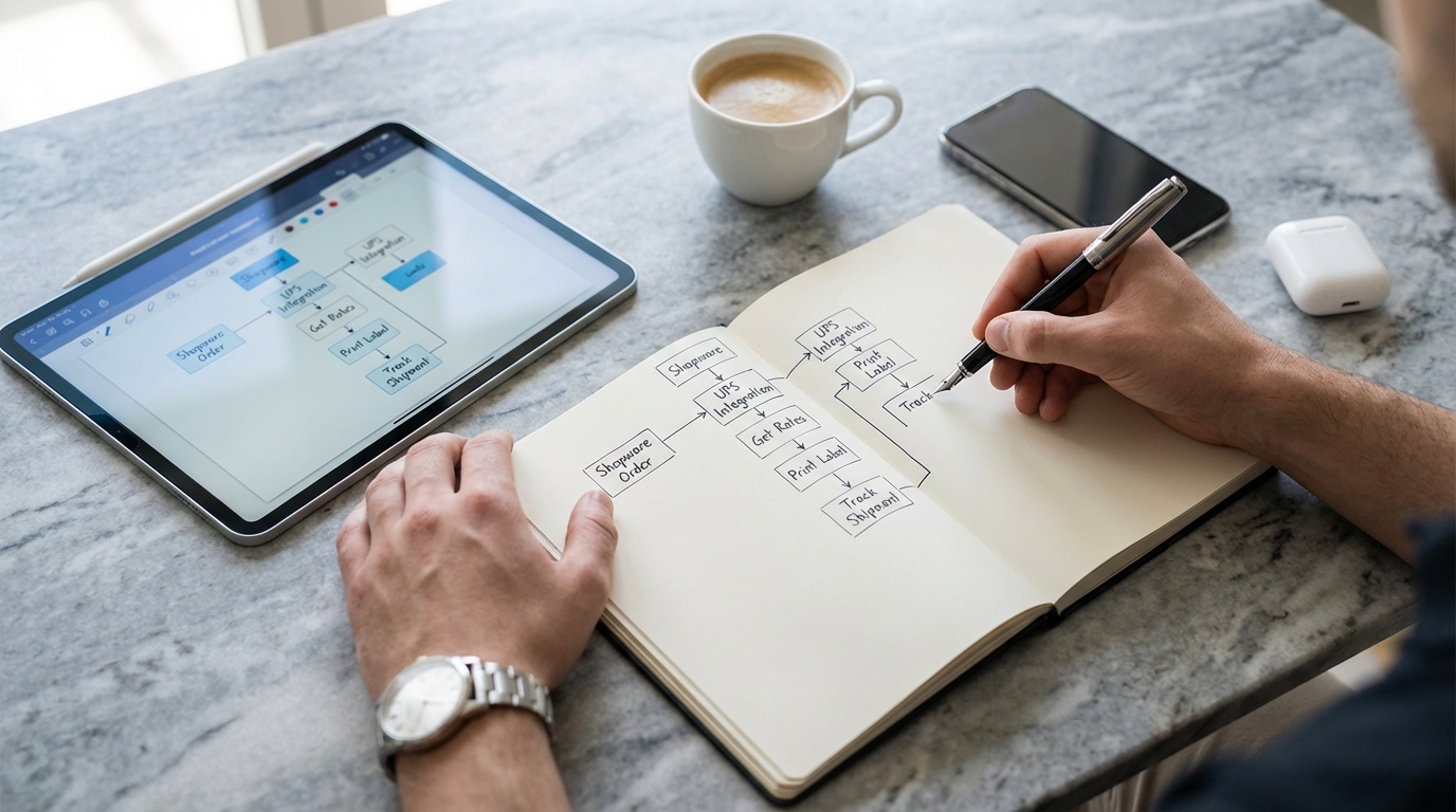 Titelbild für den Blogbeitrag: Shopware UPS Integration: Setup, Rates, Labels, Tracking & Troubleshooting