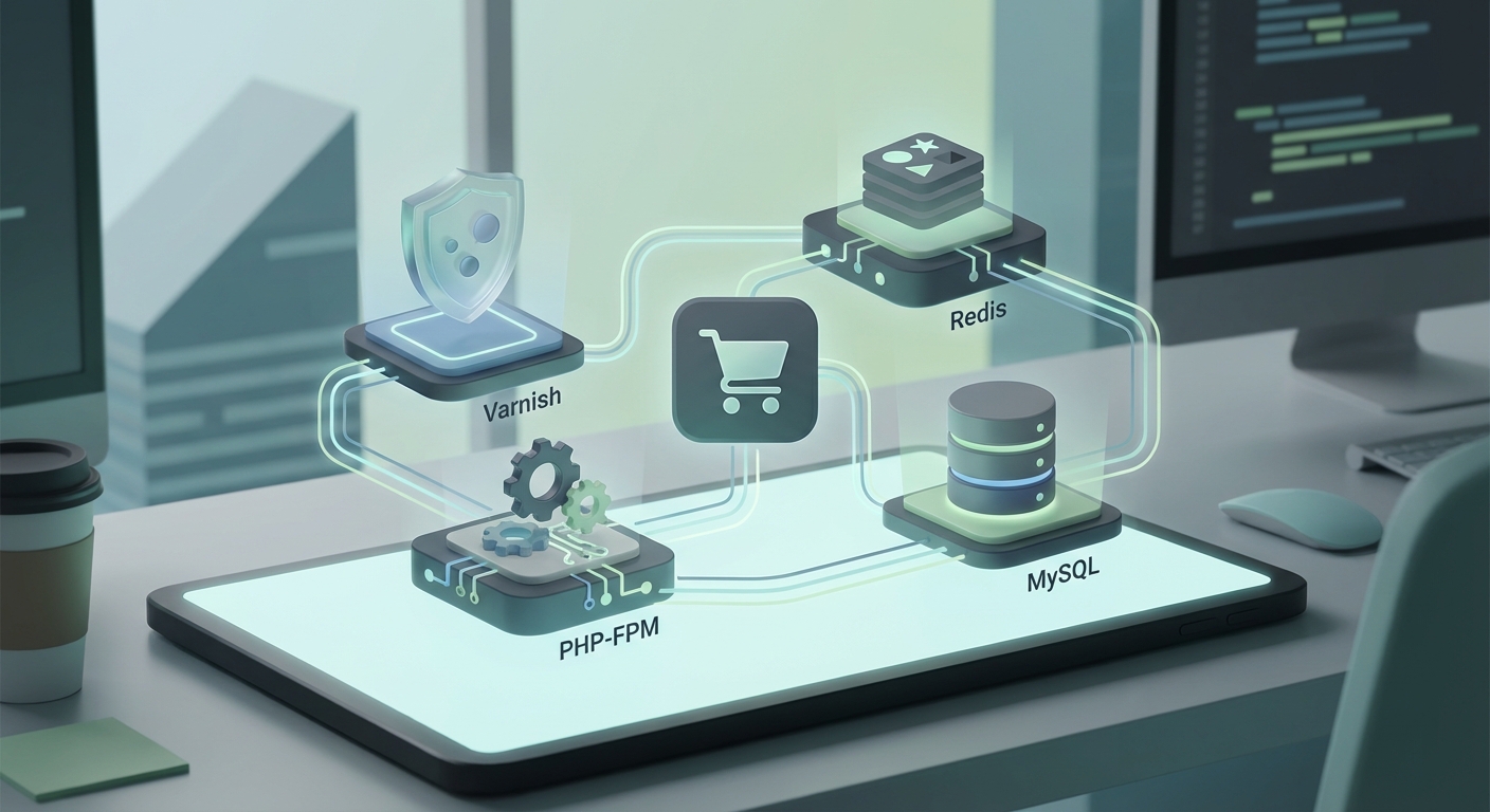 Screenshot einer APM-Transaktion (Checkout) mit Breakdown: Varnish → PHP-FPM → Redis → MySQL