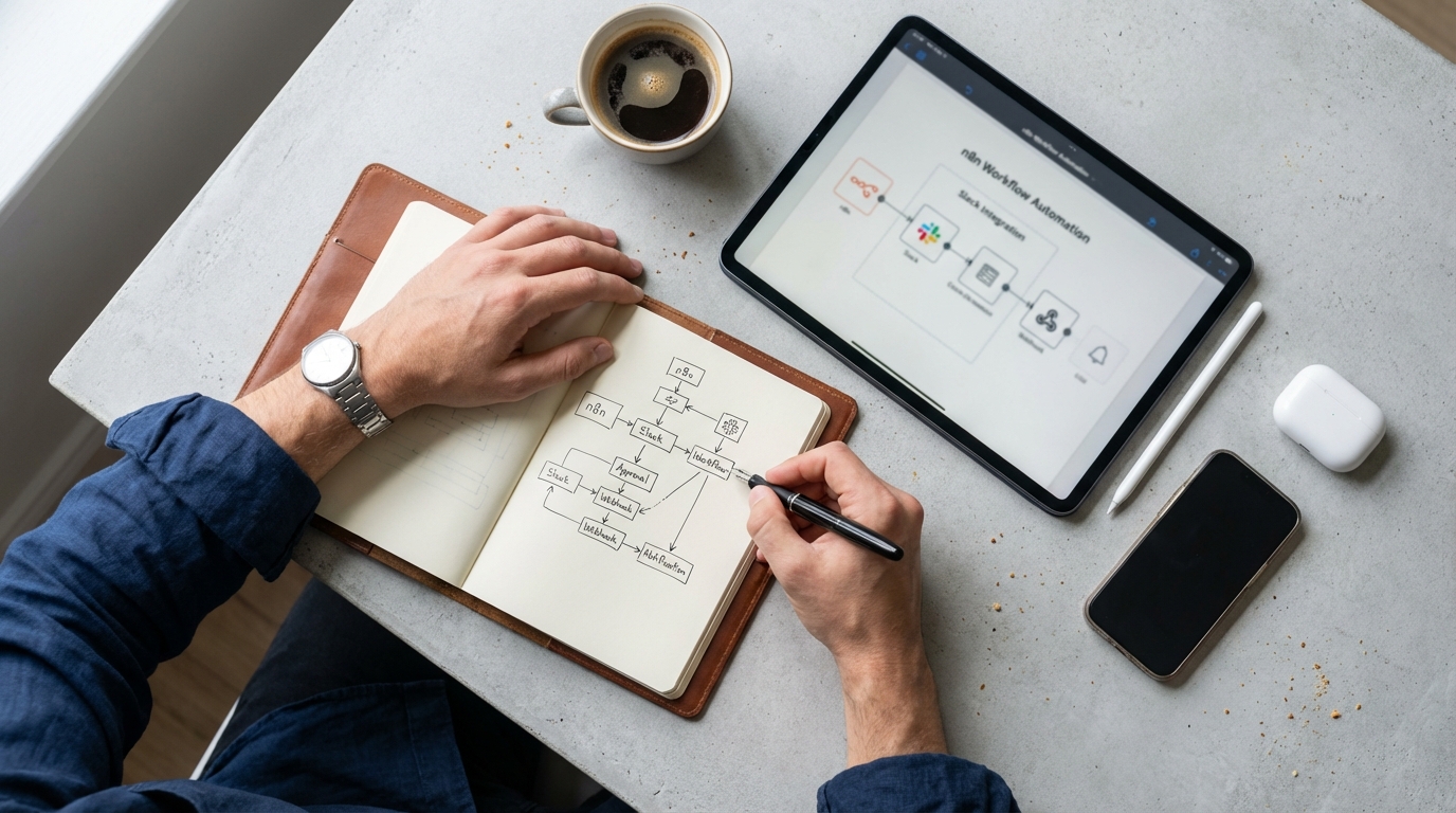 Titelbild für den Blogbeitrag: n8n Slack Integration: Automate Notifications, Workflows, and Approvals in Slack
