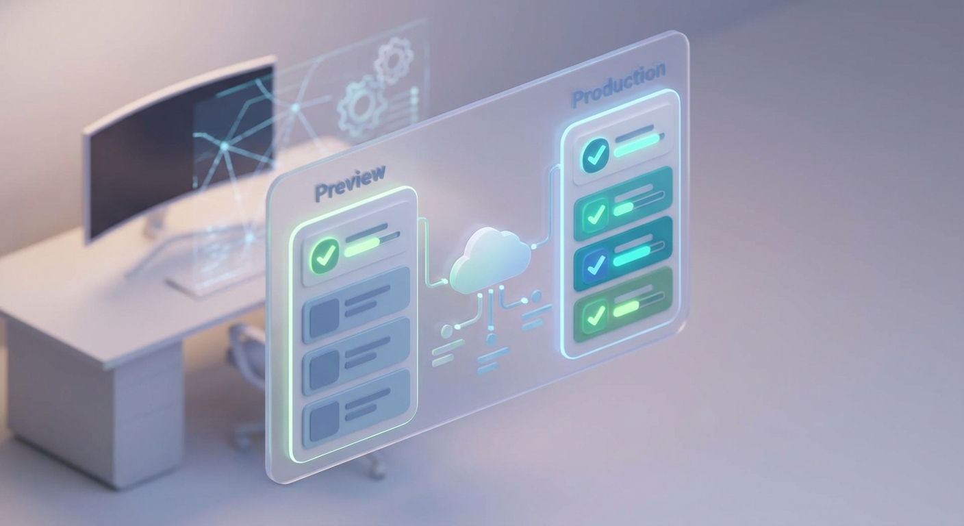 Screenshot der Oxygen Deployments Übersicht in Shopify Admin bzw. Hydrogen Deployment UI mit Preview/Production Status