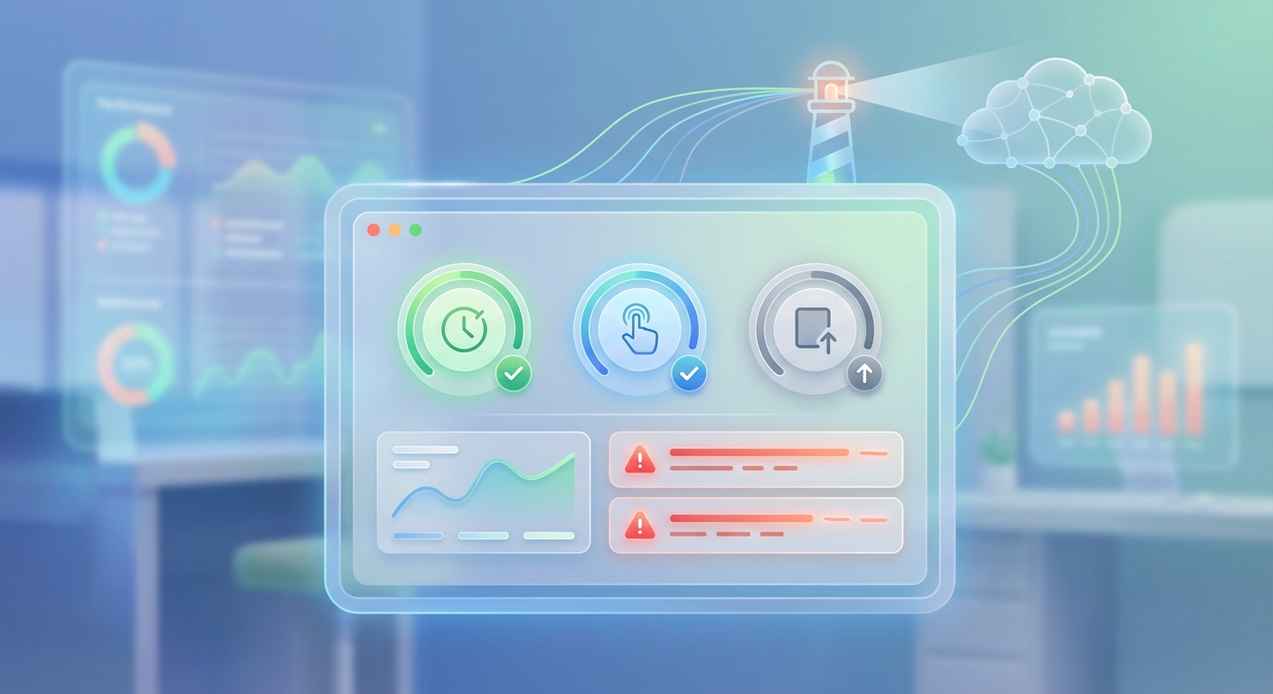 Lighthouse Mobile Report mit markiertem LCP/INP/CLS und Hinweisen zu render-blocking Ressourcen