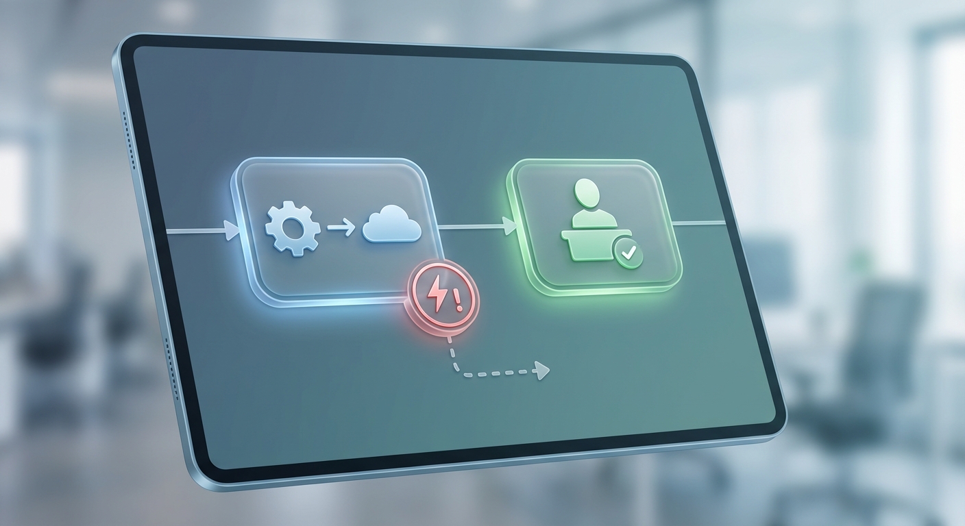 Screenshot eines BPMN 2.0 Modells mit Service Task (API Call), User Task (Freigabe) und Boundary Error Event